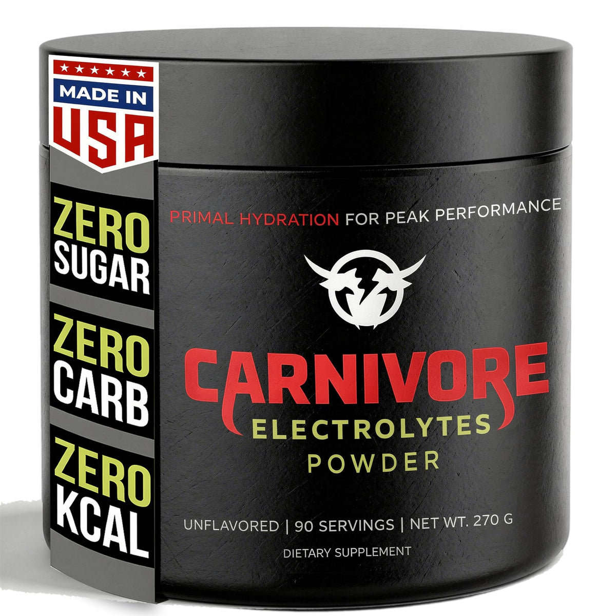 Carnivore Electrolytes Poudre zéro sucre : hydratation légère sans sucre ajouté.