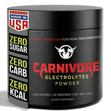 Carnivore Electrolytes Poudre zéro sucre : hydratation légère sans sucre ajouté.