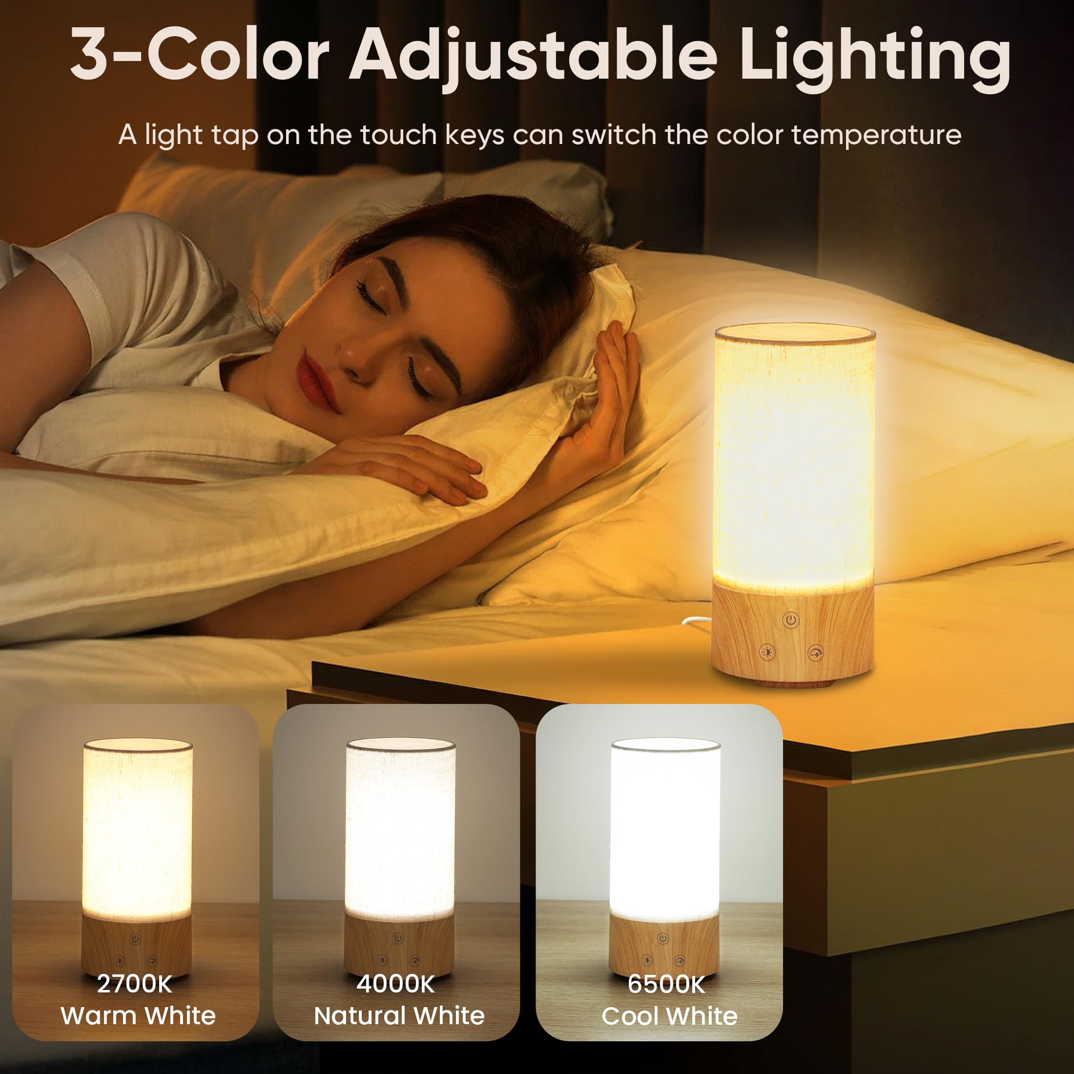 Lampe Caromolly thérapie avec 2700K, 4000K et 6000K pour trois ambiances
