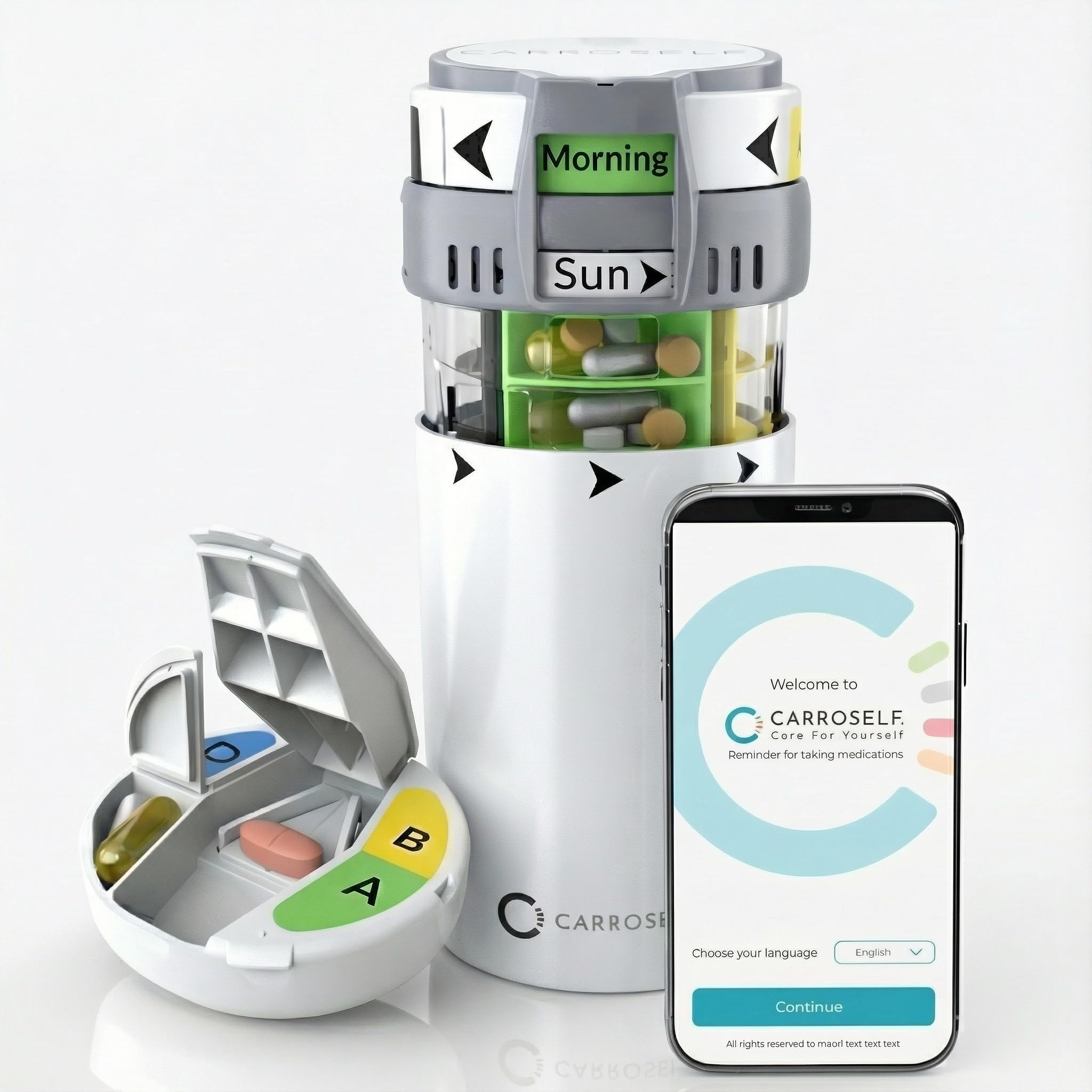 CARROSELF étui-pilules hygiénique, parfait pour ranger vos médicaments en toute sécurité.