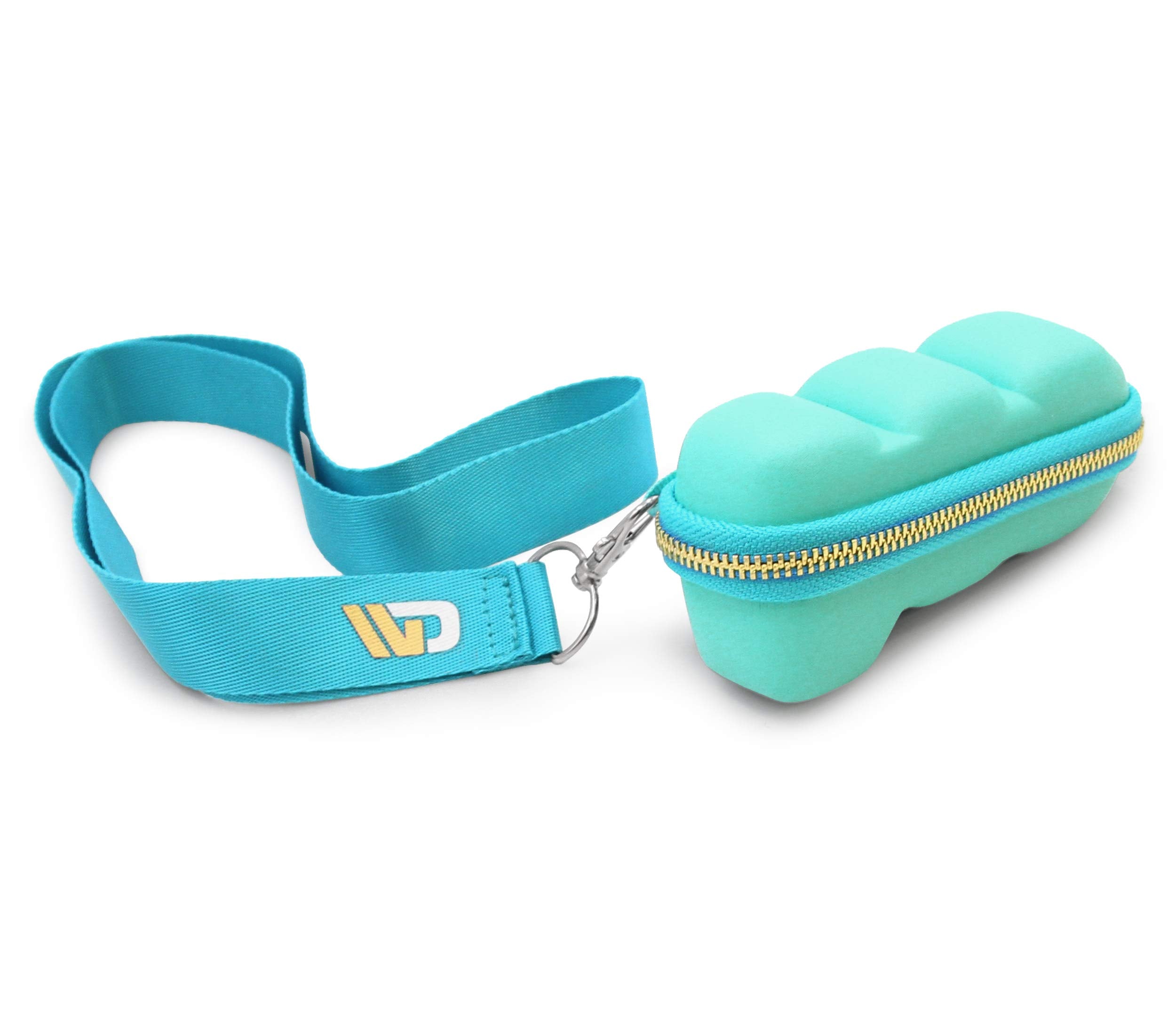 CASEMATIX étui inhalateur turquoise compact: cordon lanière pour port autour du cou.