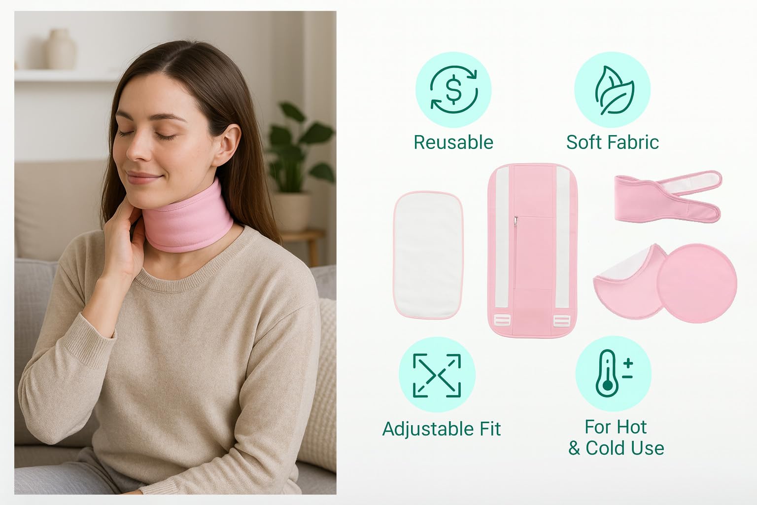Castor Oil Pack Wrap cou : bandage réglable pour un port confortable au quotidien