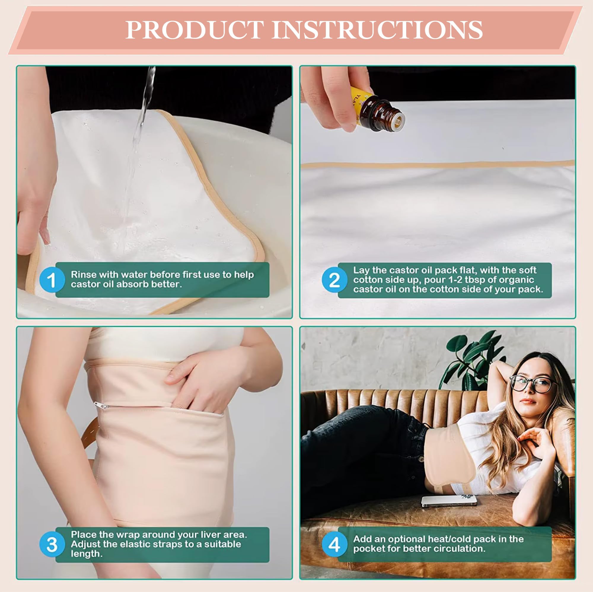 Castor Oil Pack Wrap mains-jambes : protections flexibles pour une utilisation polyvalente
