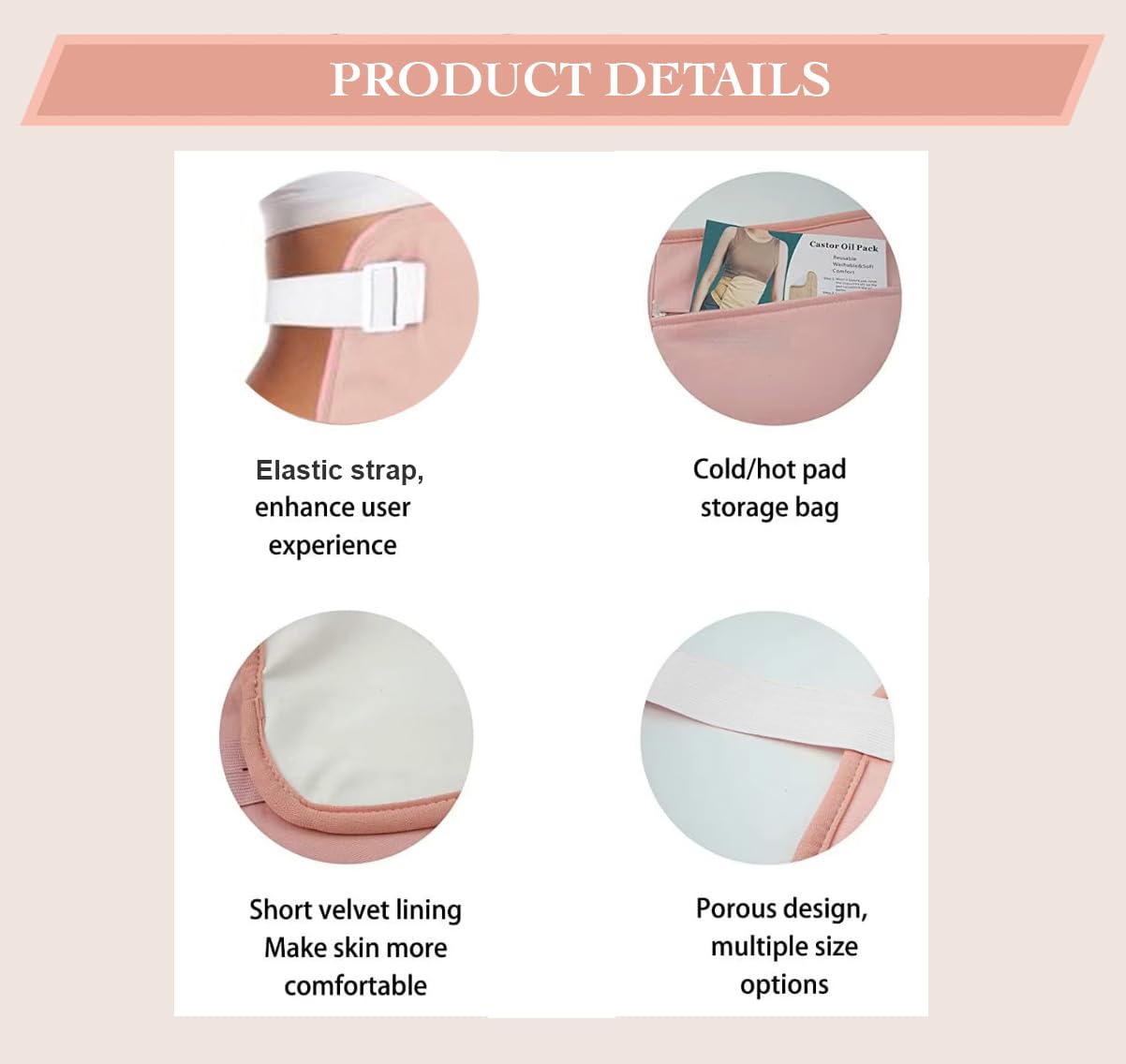 Castor Oil Pack Wrap sangles-reglables : ajustement confortable pour toutes les morphologies
