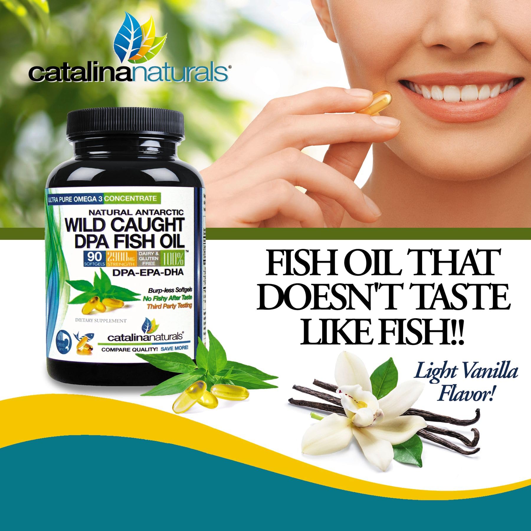 Gélules triple-force Catalina Naturals Omega-3 DPA, faciles à avaler.