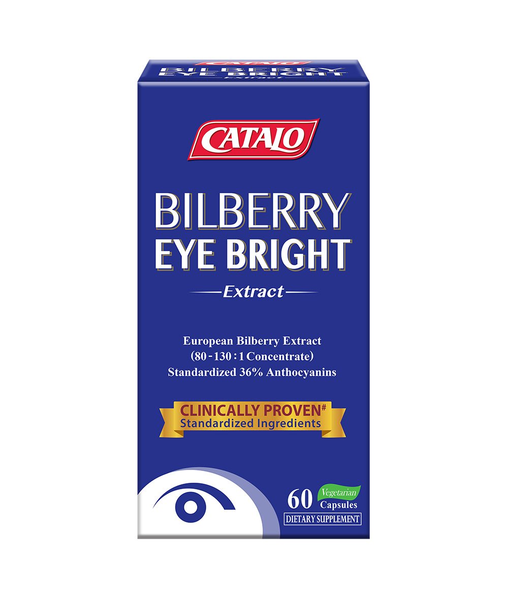 CATALO Bilberry Eyebright - capsules végétales présentées, faciles à prendre le matin.