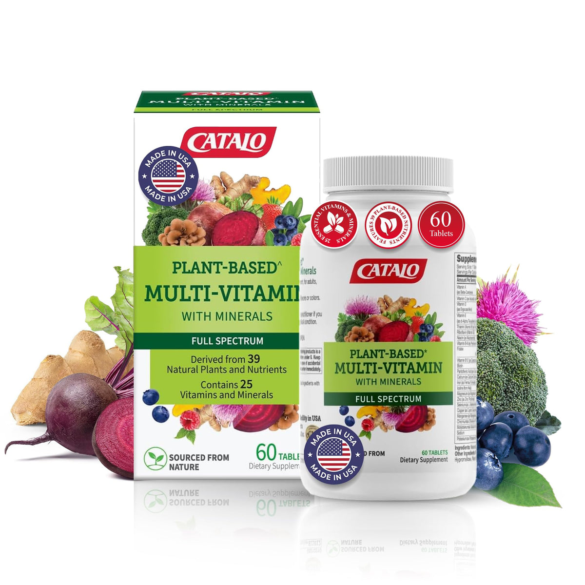 CATALO multivitamines - bouteille en action, énergie quotidienne pour rester actif.