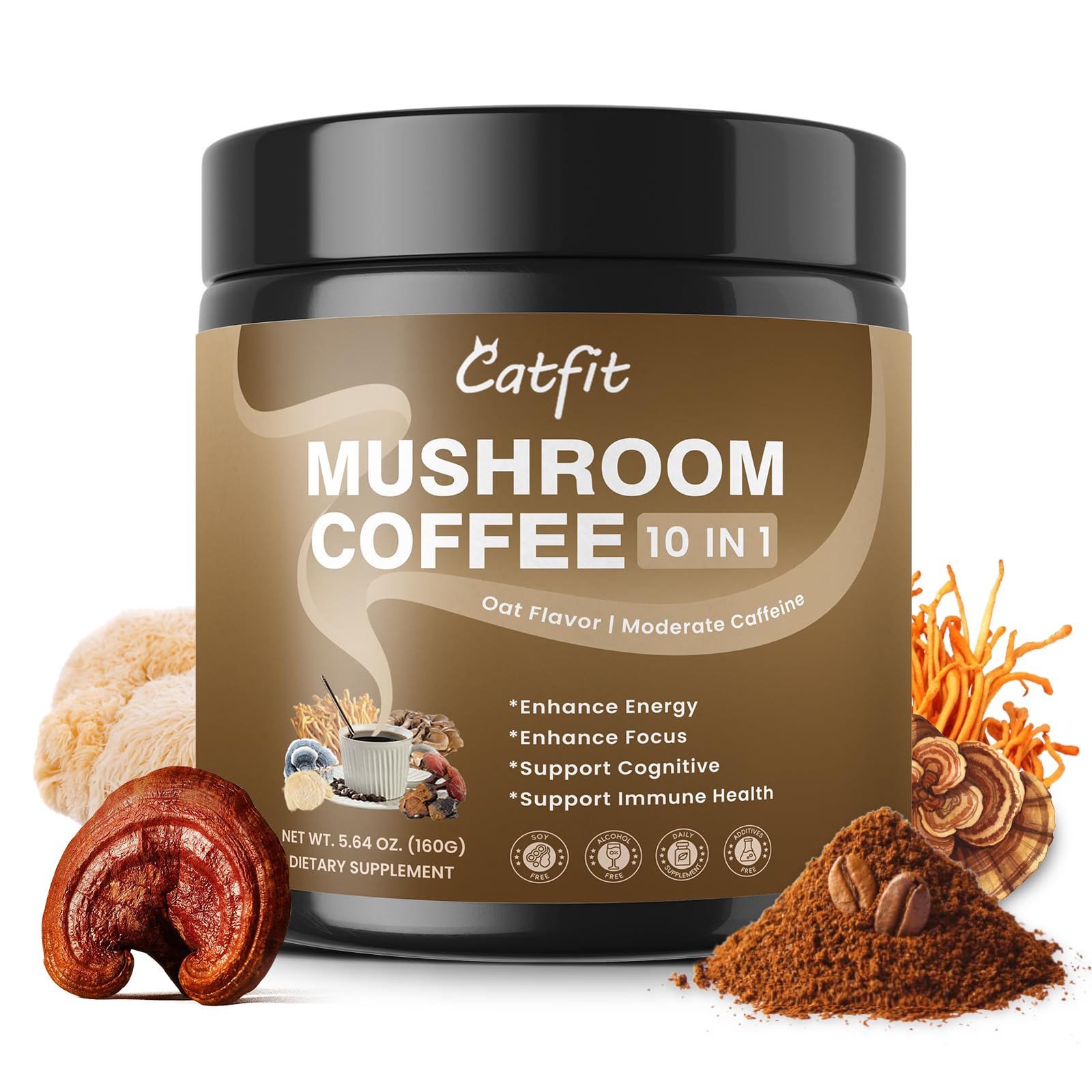 Catfit Café champignons et avoine, énergie durable pour votre matin