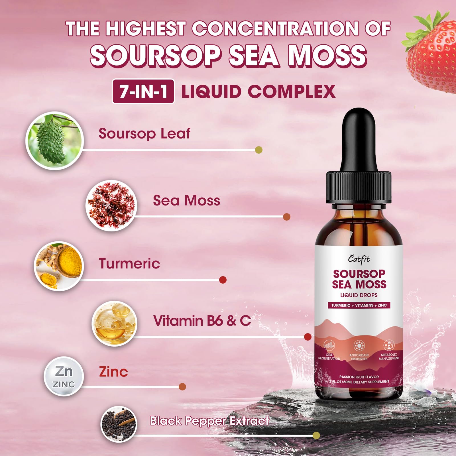 Catfit gouttes soursop-pipette: dose précise pour 2 ml par jour.