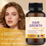 CAUPIA Hair Energy Capsules - etiquette, met en avant les ingrédients botaniques pour la vitalité des cheveux.