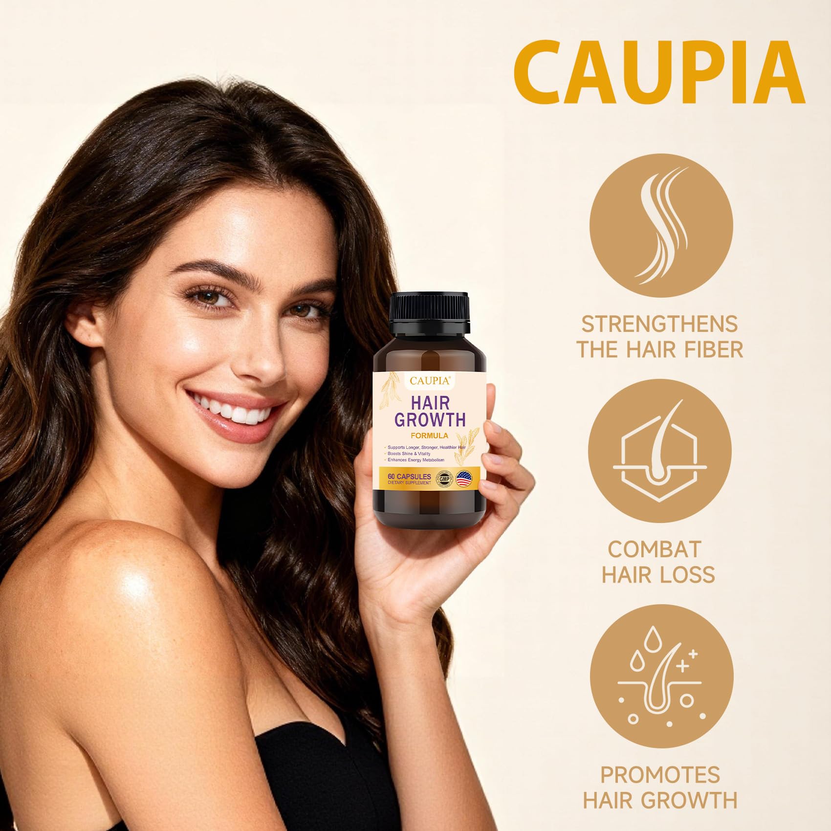 CAUPIA Hair Energy Capsules - prise quotidienne facile, routine capillaire simplifiée.