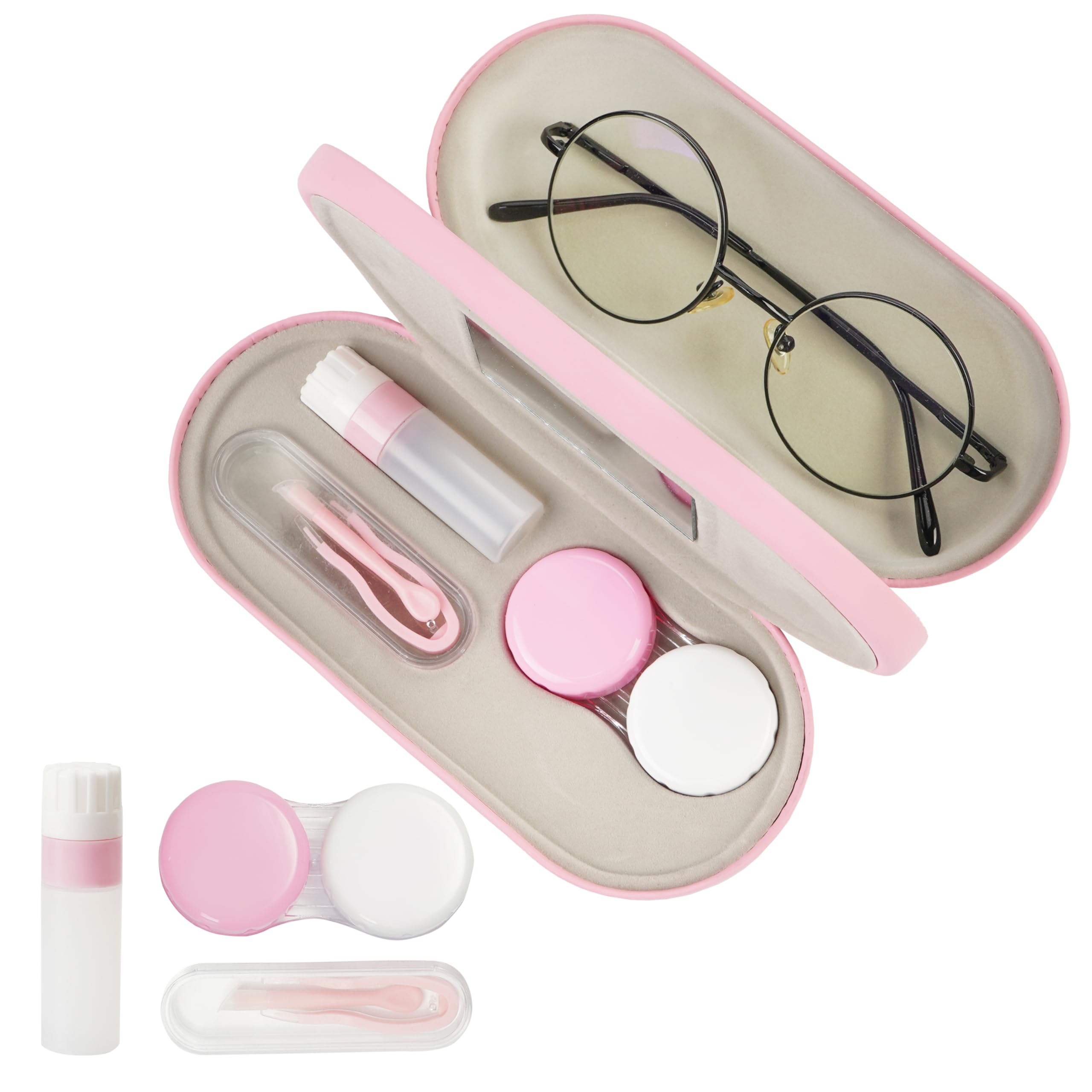 Cauyuan boîte lunettes double-face compacte idéale pour voyage