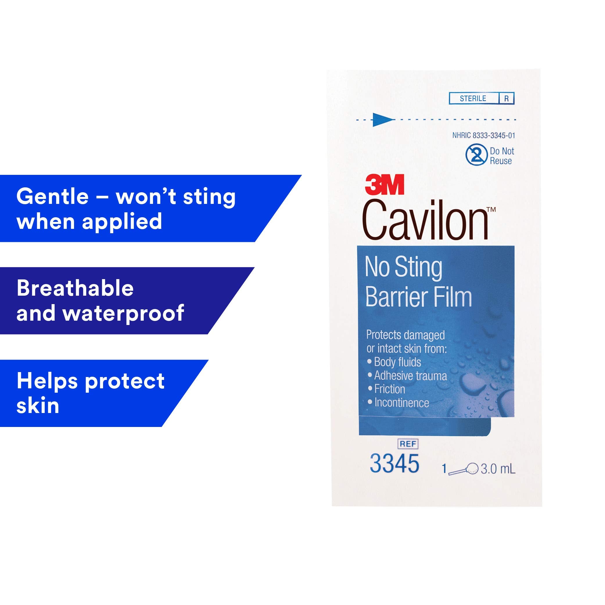 Cavilon film barrière sans douleur 3345, application douce et confort.