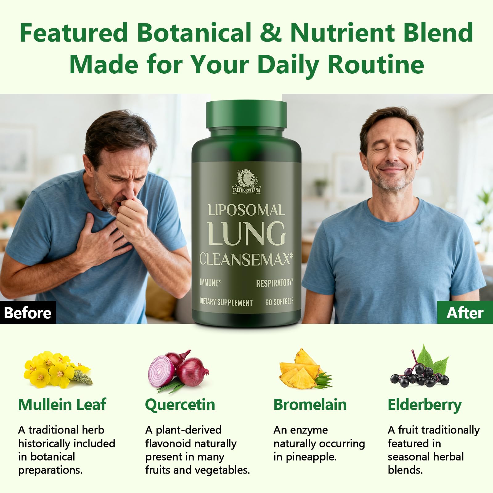 CCalthorvitana Liposomal Sans Gluten: formule propre sans allergènes courants.