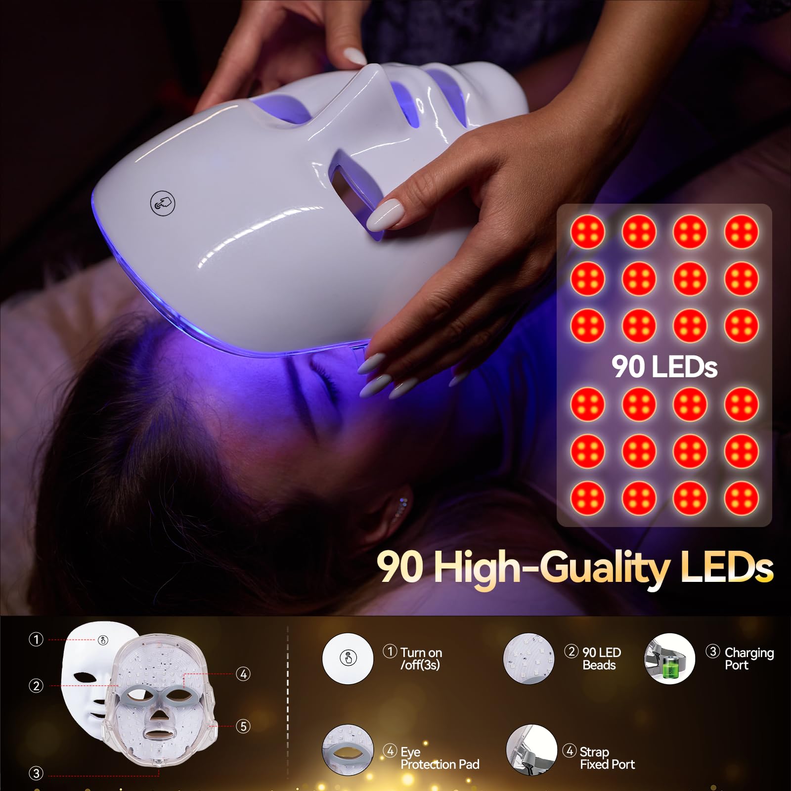 CDKMAX masque LED bleu – éclairage ciblé pour une peau rafraîchie.