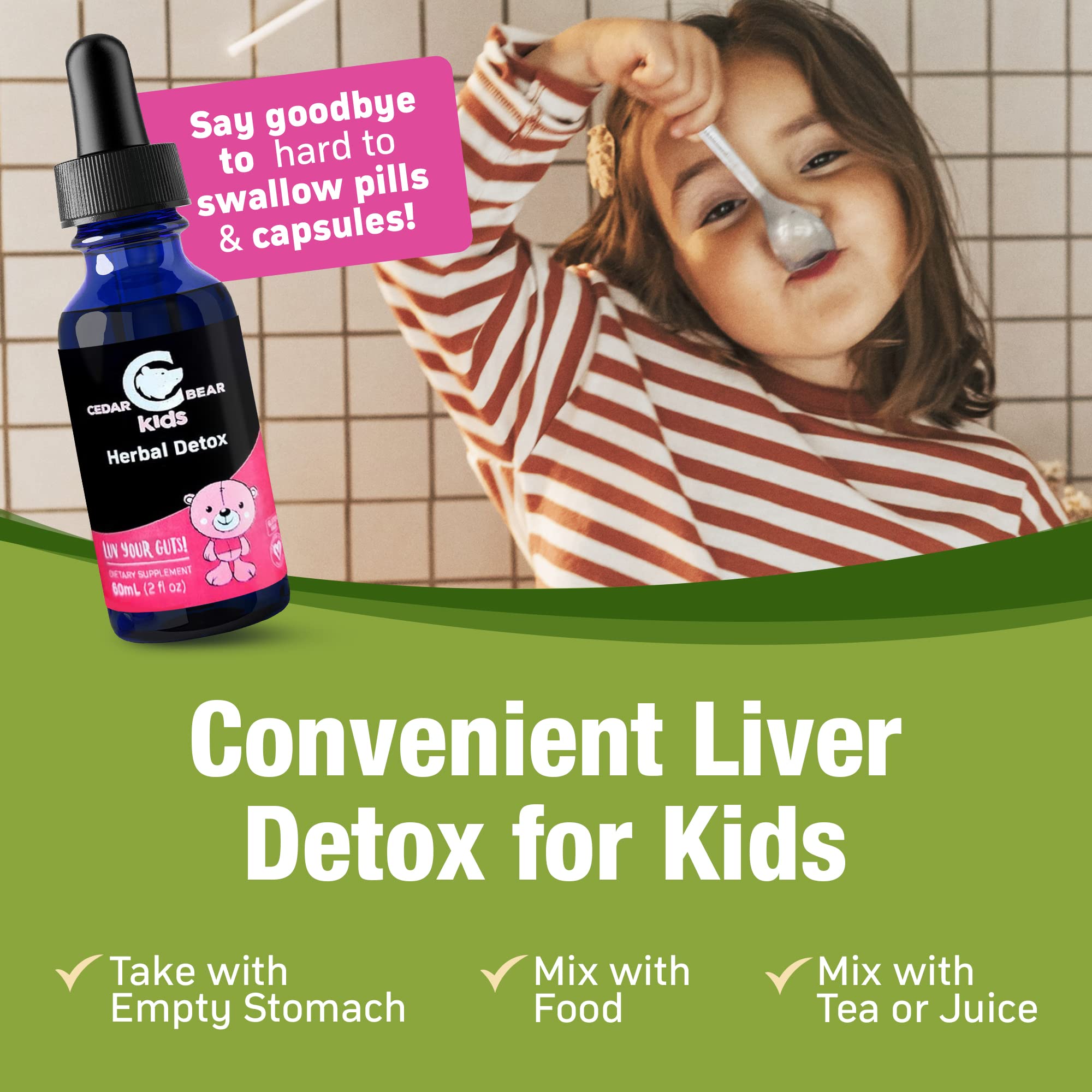 Doseur-pipette pratique pour doser précisément Cedar Bear Detox Enfants.