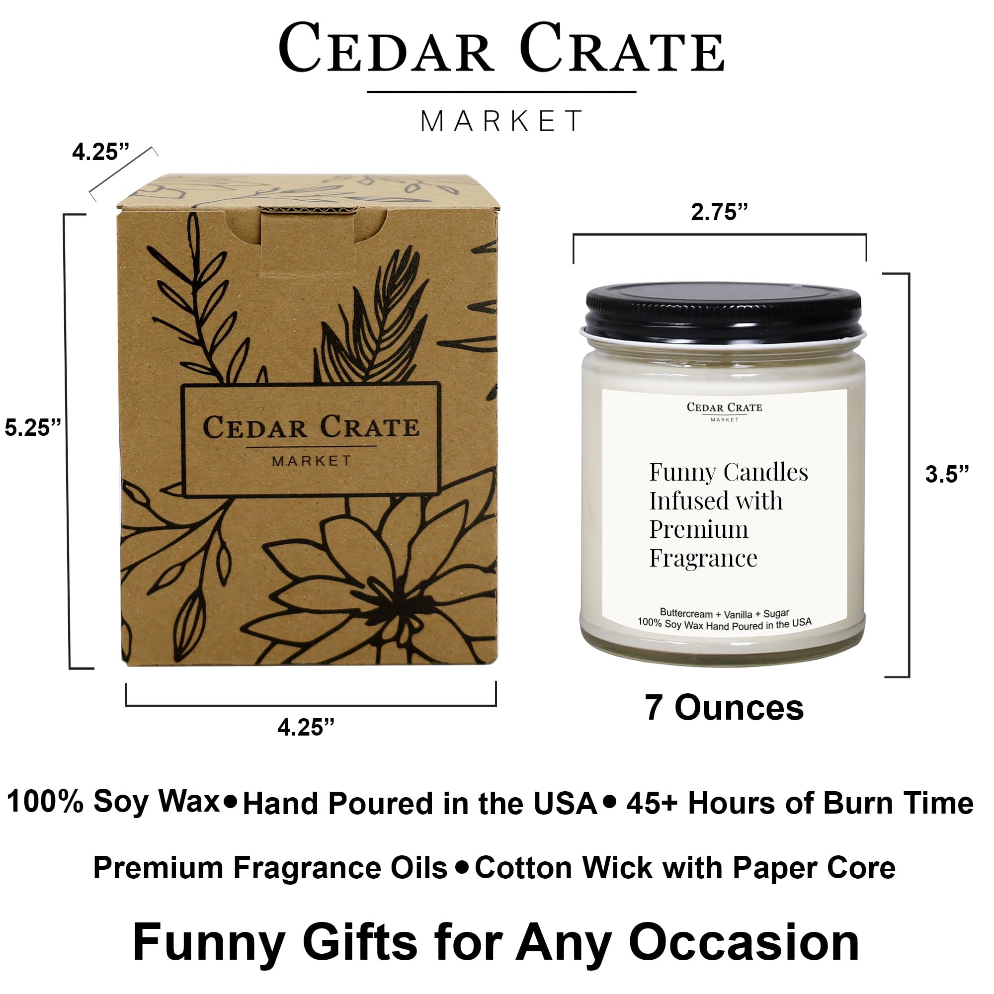 CEDAR CRATE MARKET - Bougie fabriquée aux États‑Unis, emballage prêt à offrir.