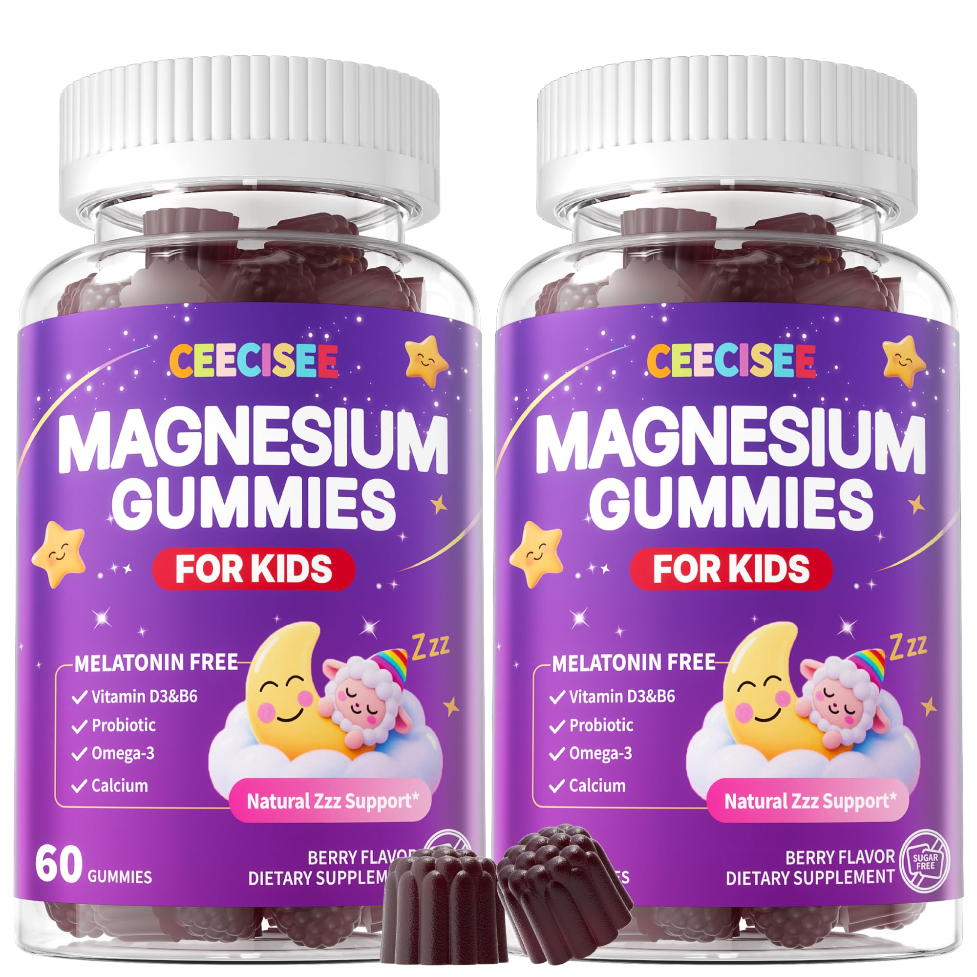 Ceecisee magnésium pour enfants 4+ gommes en boîte: sommeil plus serein.