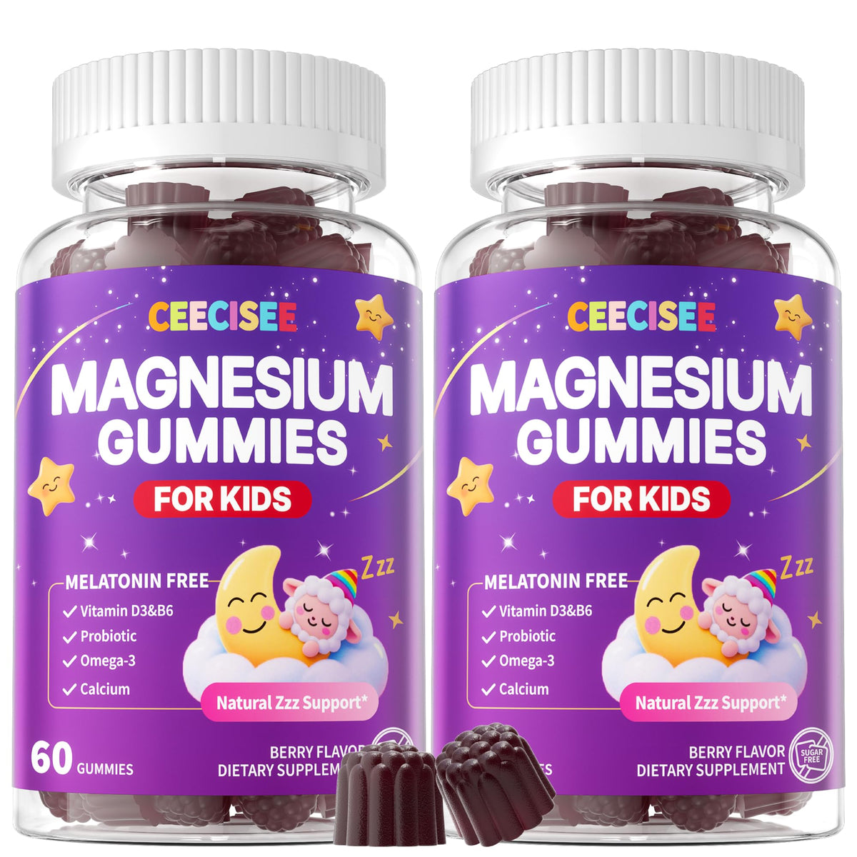 Ceecisee magnésium pour enfants 4+ gommes en boîte: sommeil plus serein.