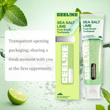 CEELIKE dentifrice sel marin citron vert, visage d'un sourire frais après brossage