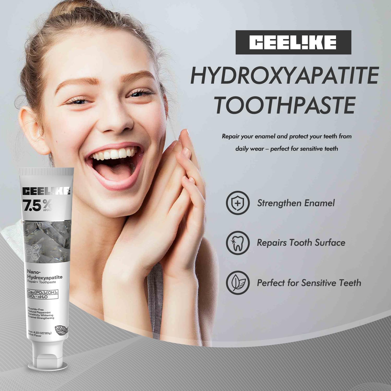 CEELIKE pâte hydroxyapatite 7,5% haleine fraîche: sensation de bouche propre.