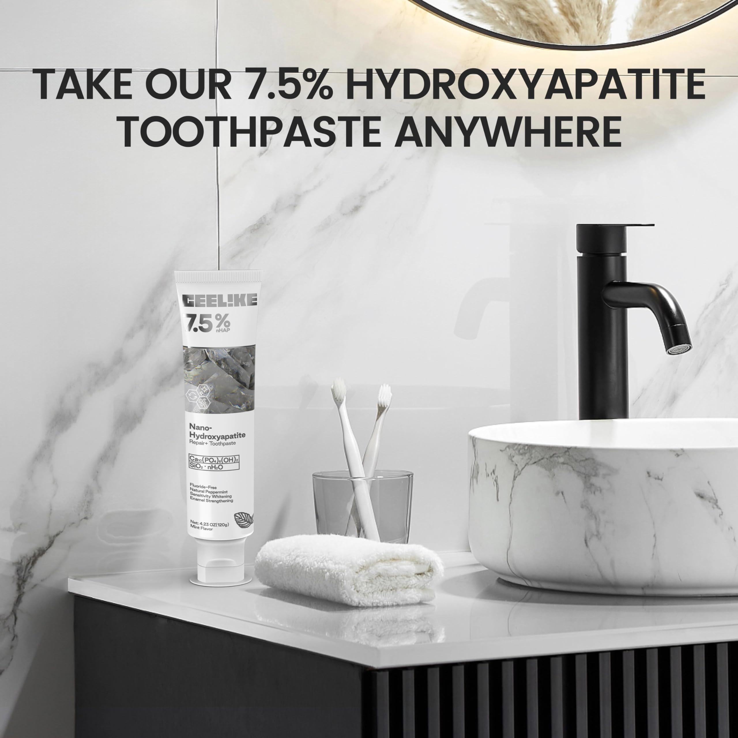 CEELIKE pâte hydroxyapatite 7,5% utilisation quotidienne: routine buccale adaptée pour dents sensibles.