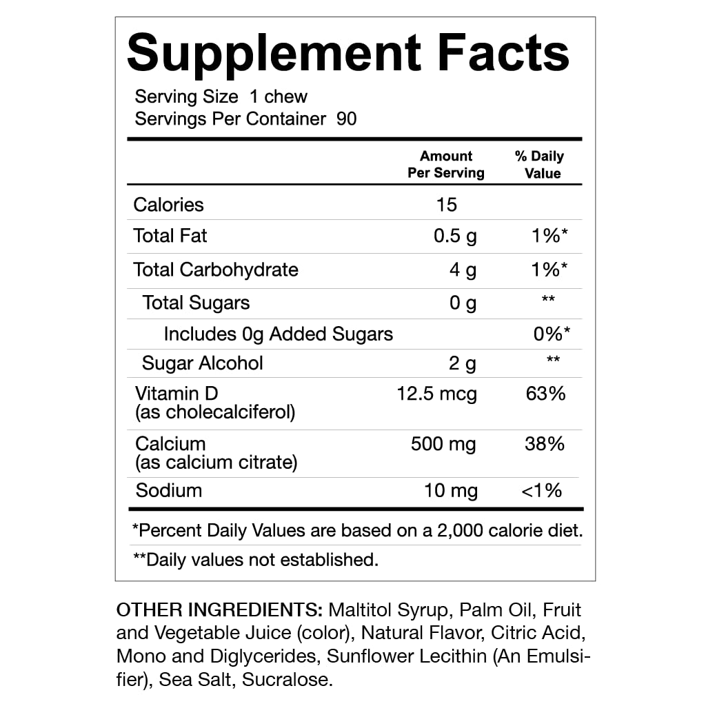 Celebrate Bariatric Calcium Chew – prise quotidienne recommandée pour soutenir l'apport nutritionnel.