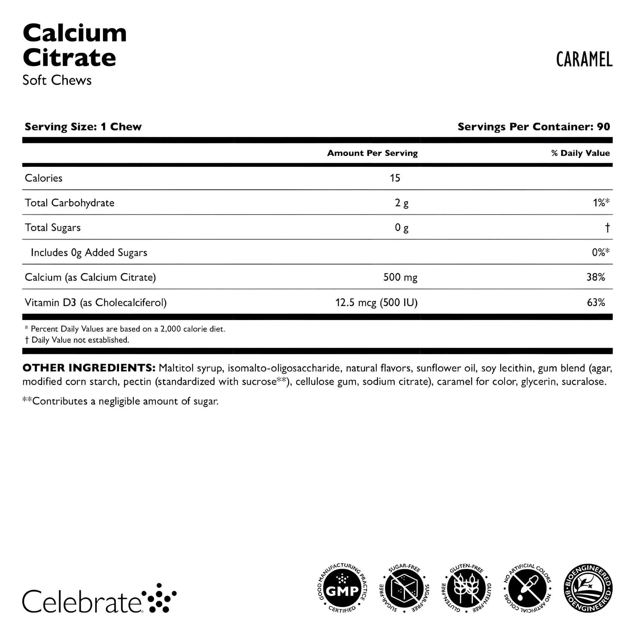 Gommes Celebrate Bariatric Calcium Citrate emballées individuellement pour le voyage
