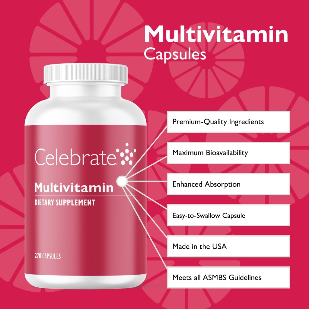 Celebrate Bariatric Multivitamine sans fer: emballage clair et pratique pour une utilisation quotidienne.