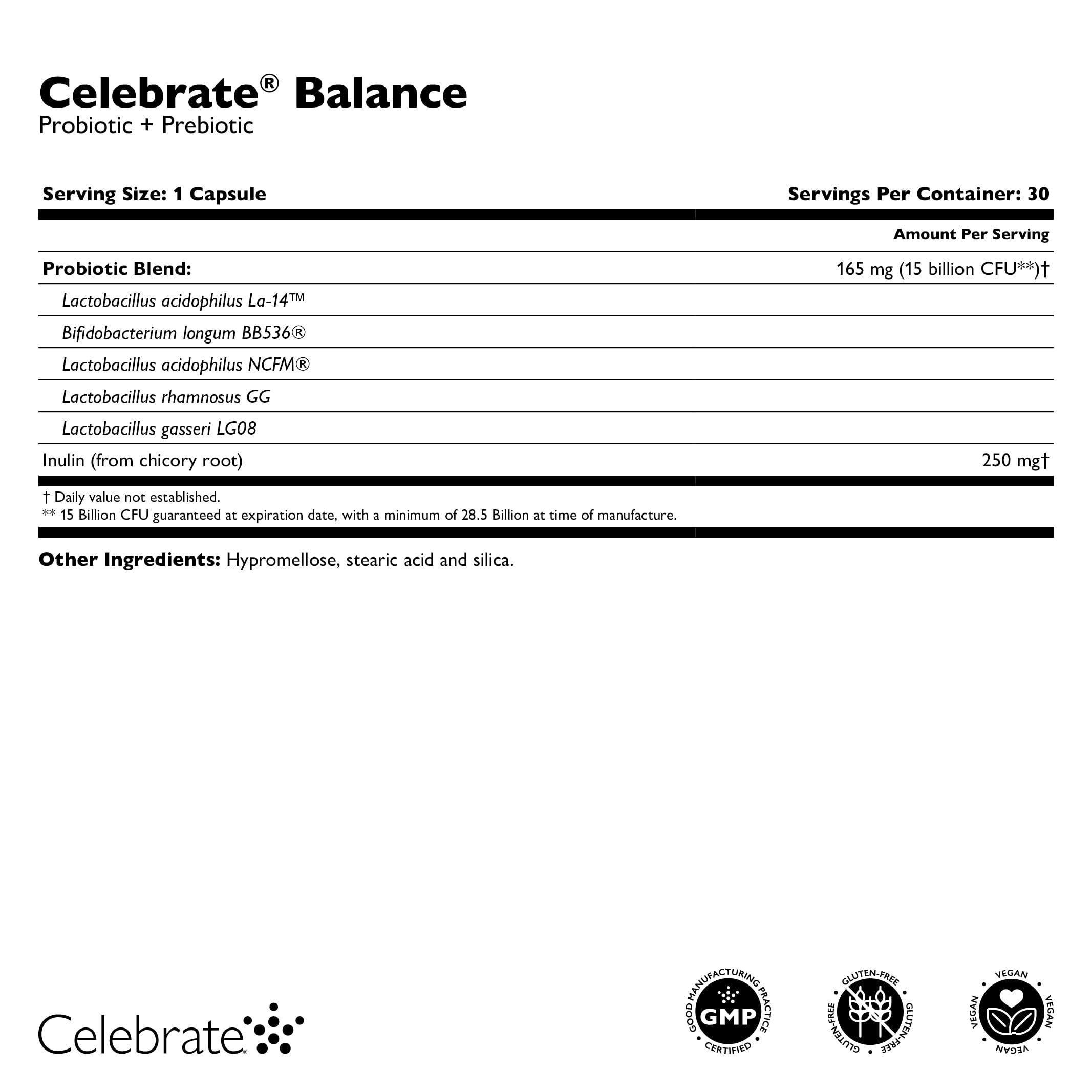 Balance sans gluten Celebrate Bariatric Supplements, étiquette: produit adapté