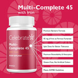 Celebrate Bariatric Supplements Multi-Complete – capsules fer 45 mg pour le quotidien