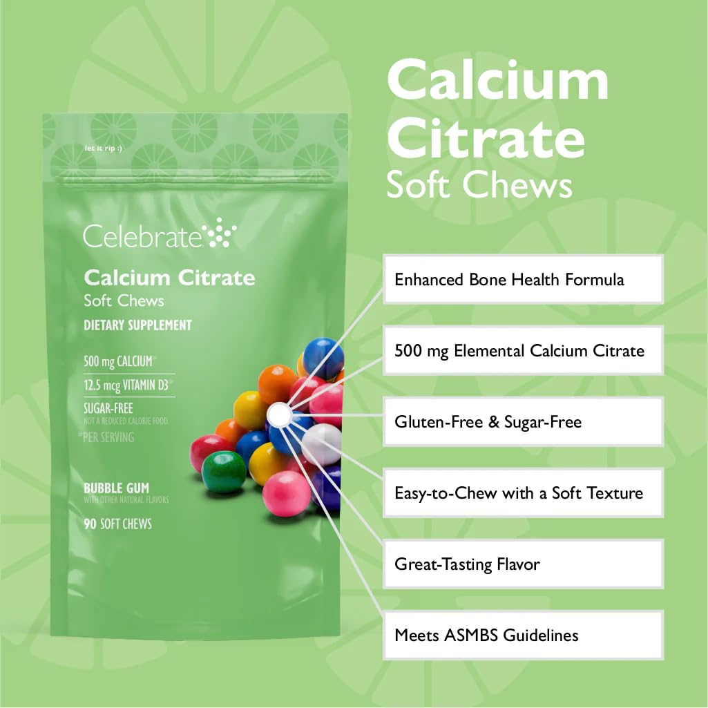 Gommes Celebrate Vitamins Calcium Citrate, détail-texture douce et agréable, sans collant.