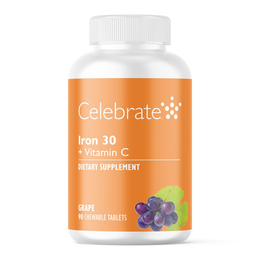 Celebrate Vitamins fer et vitamine C goût raisin, support post-bariatrique.