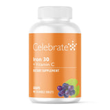 Celebrate Vitamins fer et vitamine C goût raisin, support post-bariatrique.