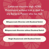 Emballage Celebrate Vitamins Multi ADEK sans fer, transport sûr et pratique.