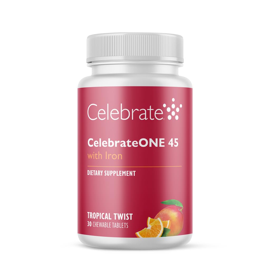 CelebrateONE 45 comprimés à mâcher dans la bouteille, pratique pour l’apport quotidien.