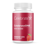 CelebrateONE Chewables: bouteille ouverte, prise quotidienne pratique après chirurgie bariatique.