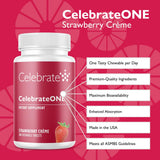 CelebrateONE Chewables: tablettes fraises-crème, goût agréable et soutien nutritionnel post‑chirurgie.