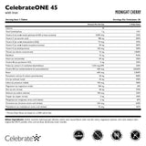 CelebrateONE étiquette 45 mg de fer fumarate, dosage clair pour soutien nutritionnel.