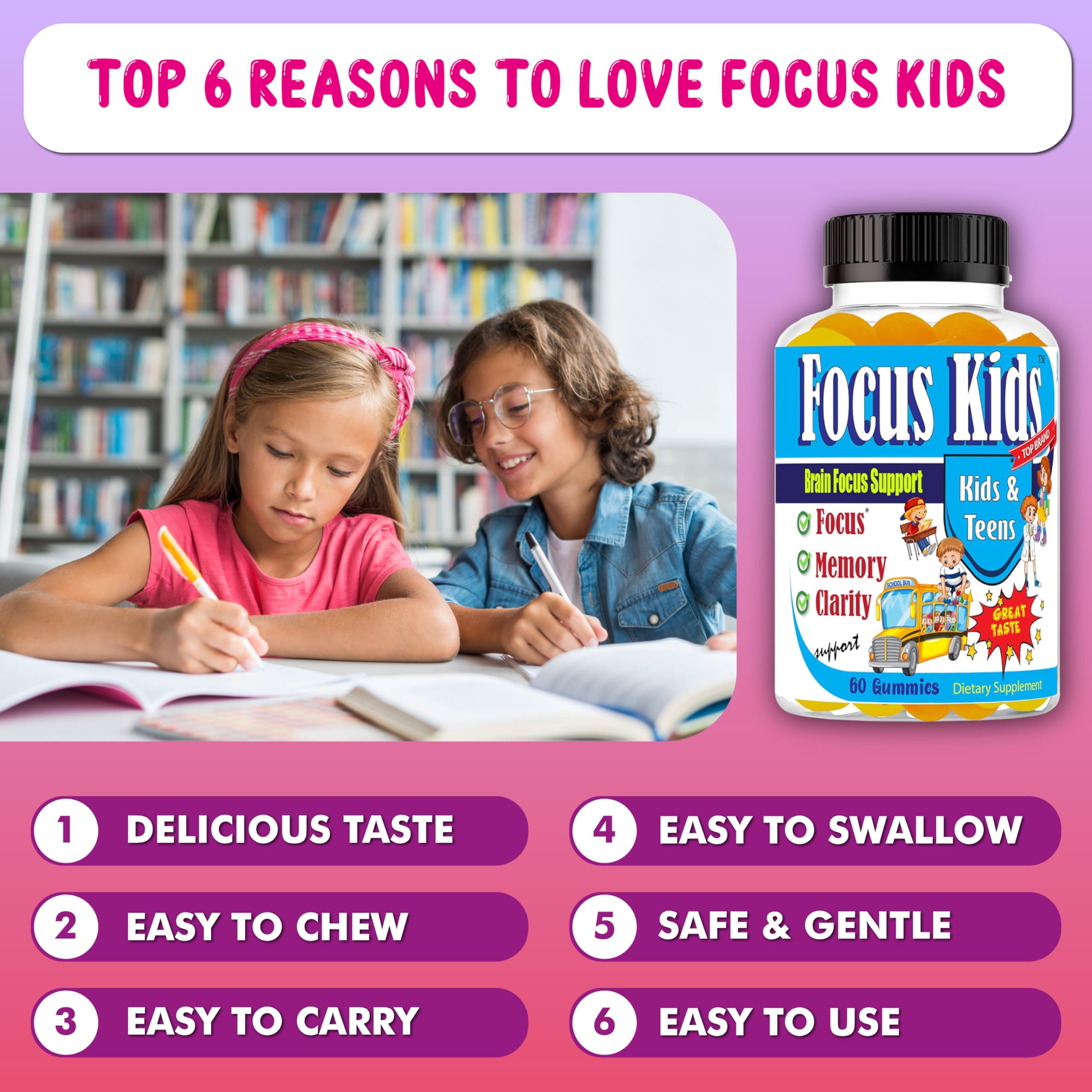 Adolescent en étude utilisant Focus Kids Gummies pour améliorer l'attention.
