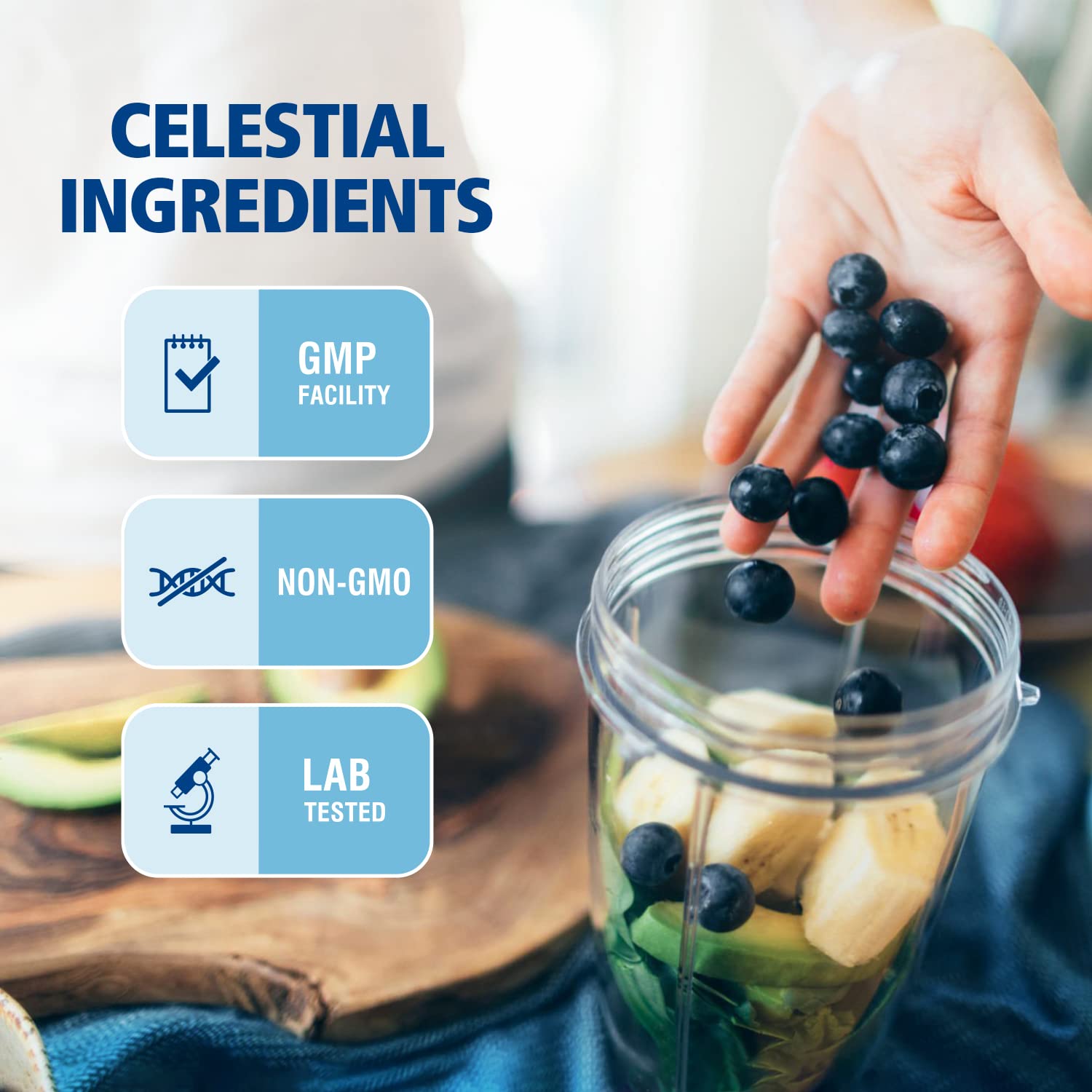 Celestrue ingrédients sans allergènes majeurs et sans OGM.