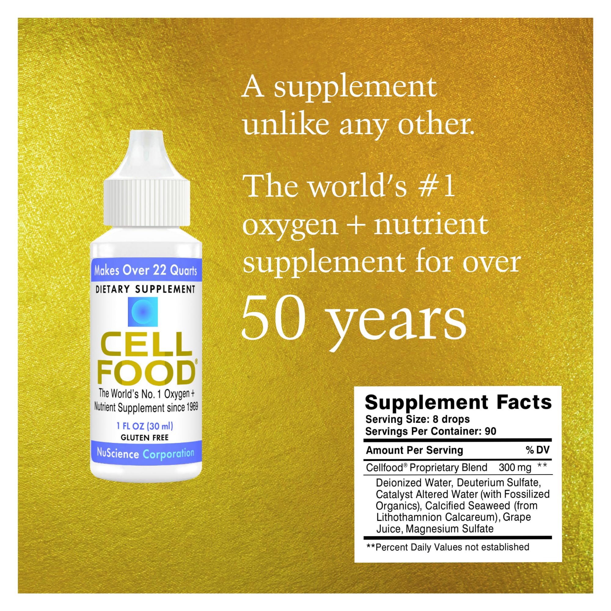 Cellfood Oxygen Boost dans l’eau, dissolution rapide pour une prise pratique.