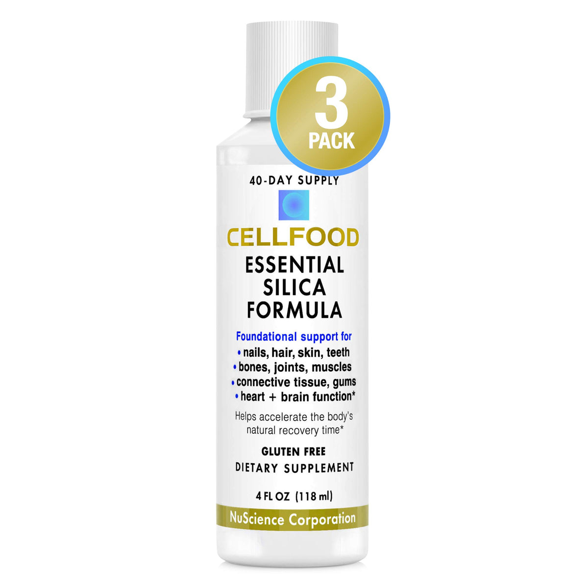 Cellfood Silice Essentielle bouteille: absorption facilitée pour usage quotidien potentiel.