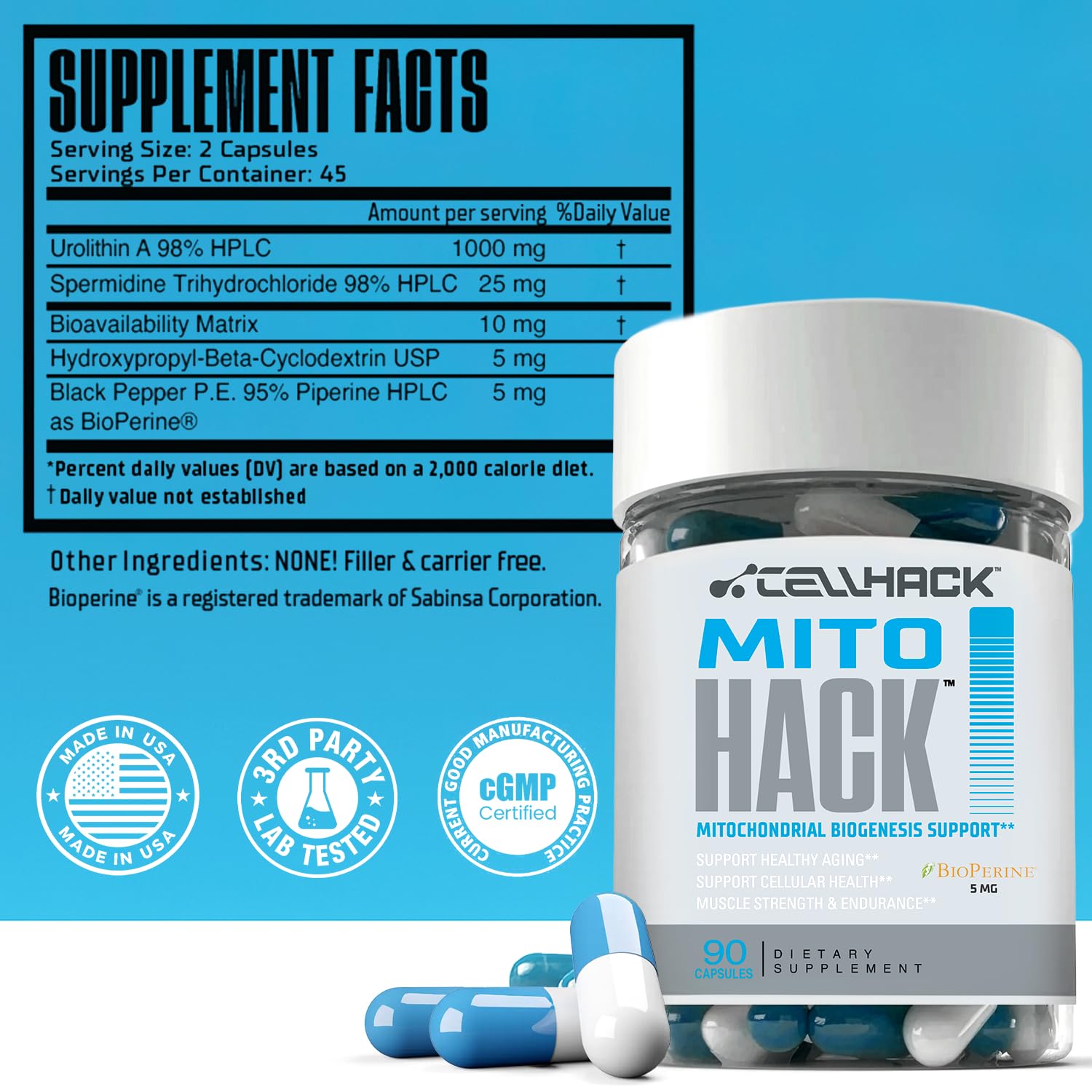 CellHack MITOHACK, capsules-gros-plan: concentration et absorption améliorée possible.