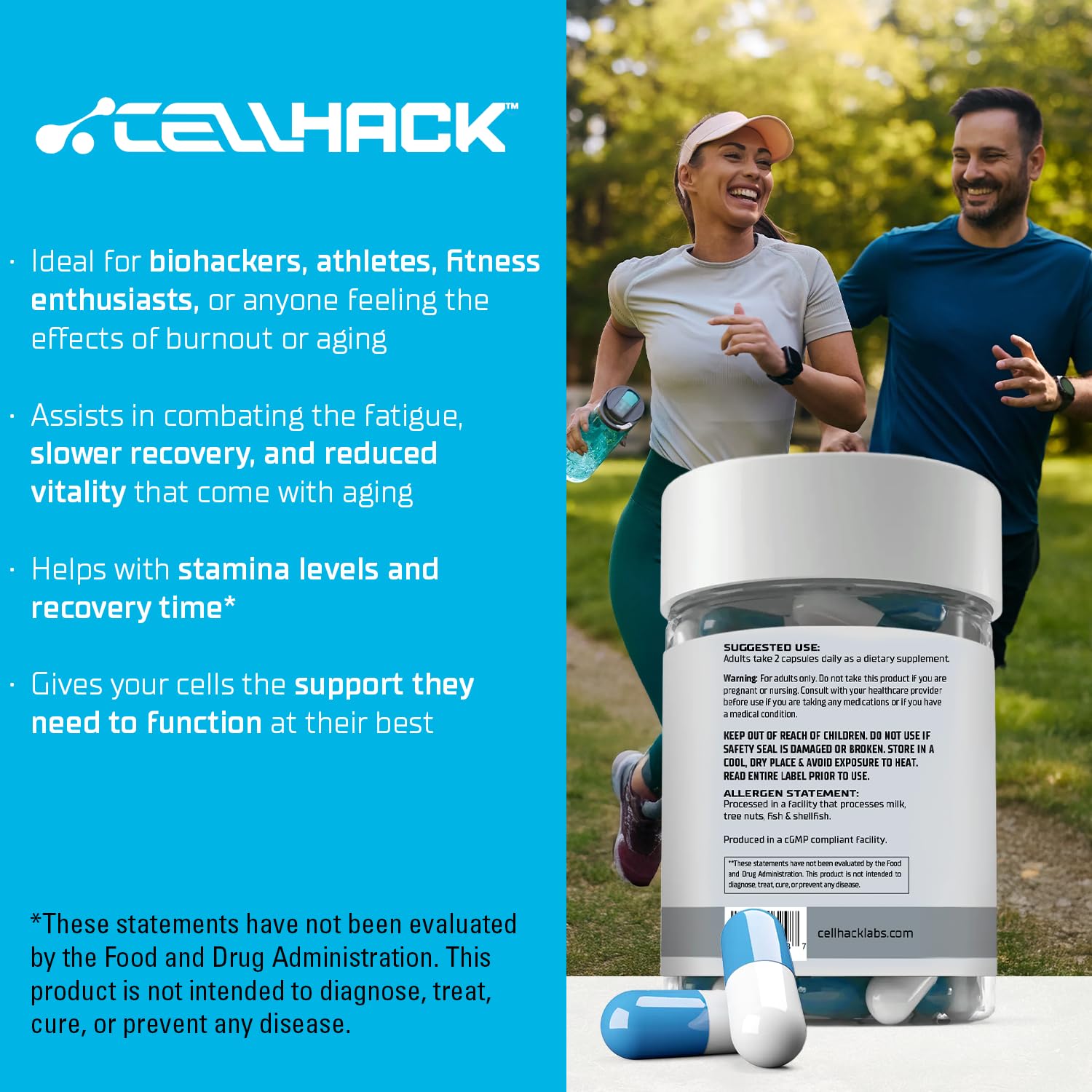 CellHack MITOHACK, emballage-boite: packaging compact et informations claires.