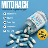 CellHack MITOHACK, verre-eau-avec-capsules: ingestion aisée et hydratation associée.