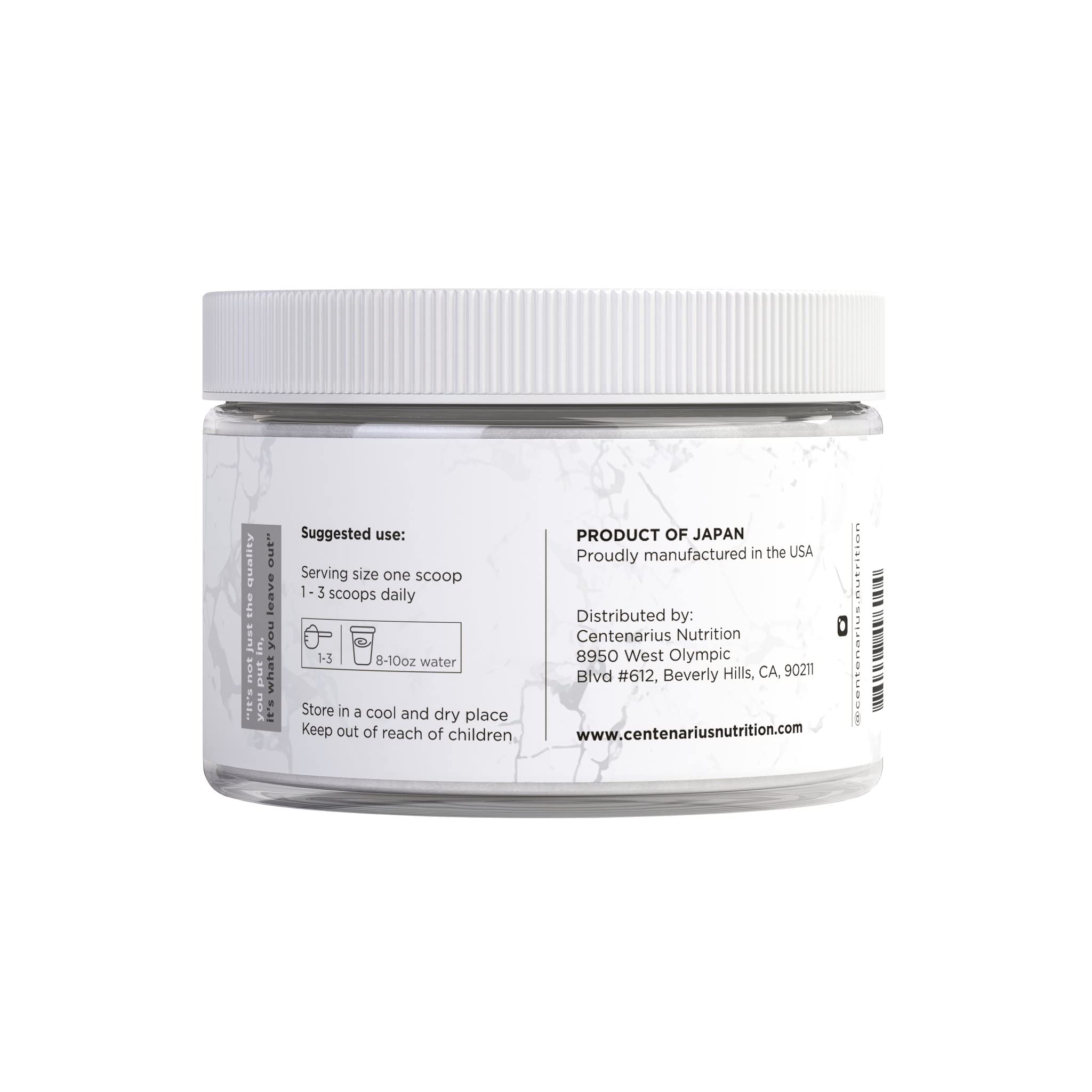 Centenarius Nutrition Glycine Poudre, sans additifs, pratique quotidienne pour soutenir le bien-être général.