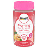 Centre Morning Sickness Relief Gommes gélifiées, bouteille citron-gingembre, pratique contre les nausées quotidiennes.
