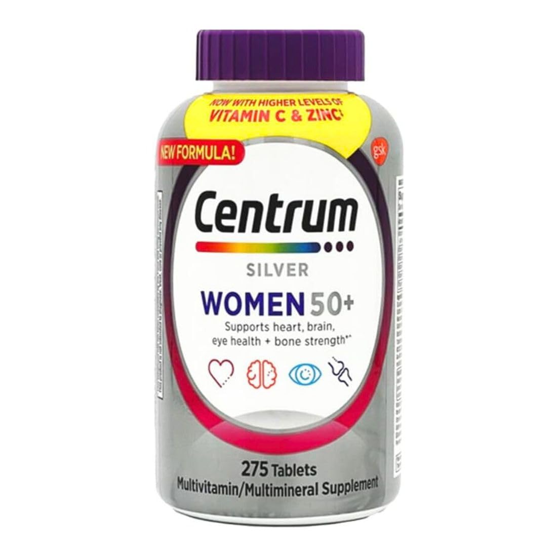 Centrum Silver Women 50+ en bouteille, soutien potentiel pour l'énergie et le bien-être quotidien.