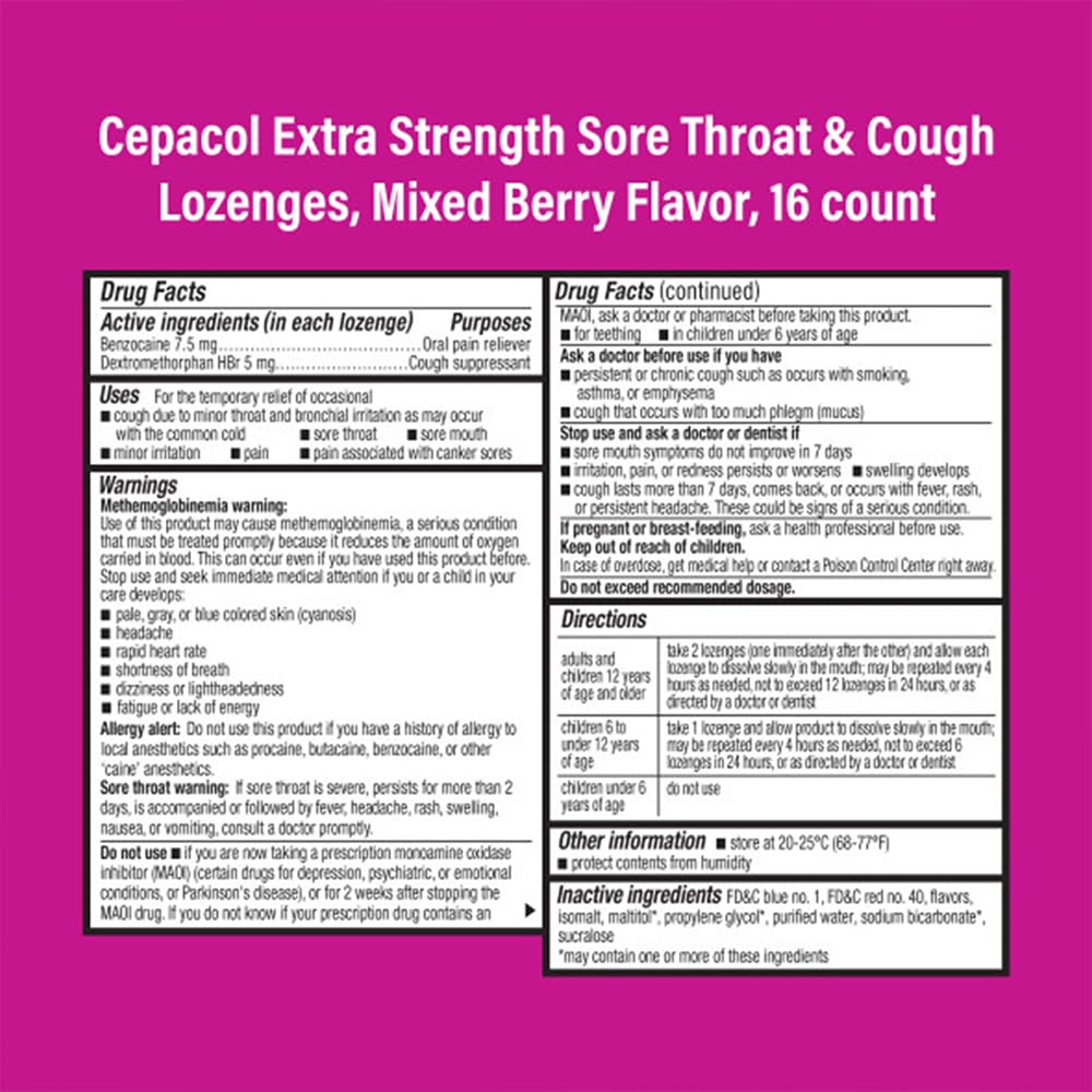 Cepacol dosage deux pastilles pour un usage efficace et simple.